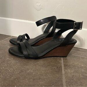 Wide width ankle strap wedges